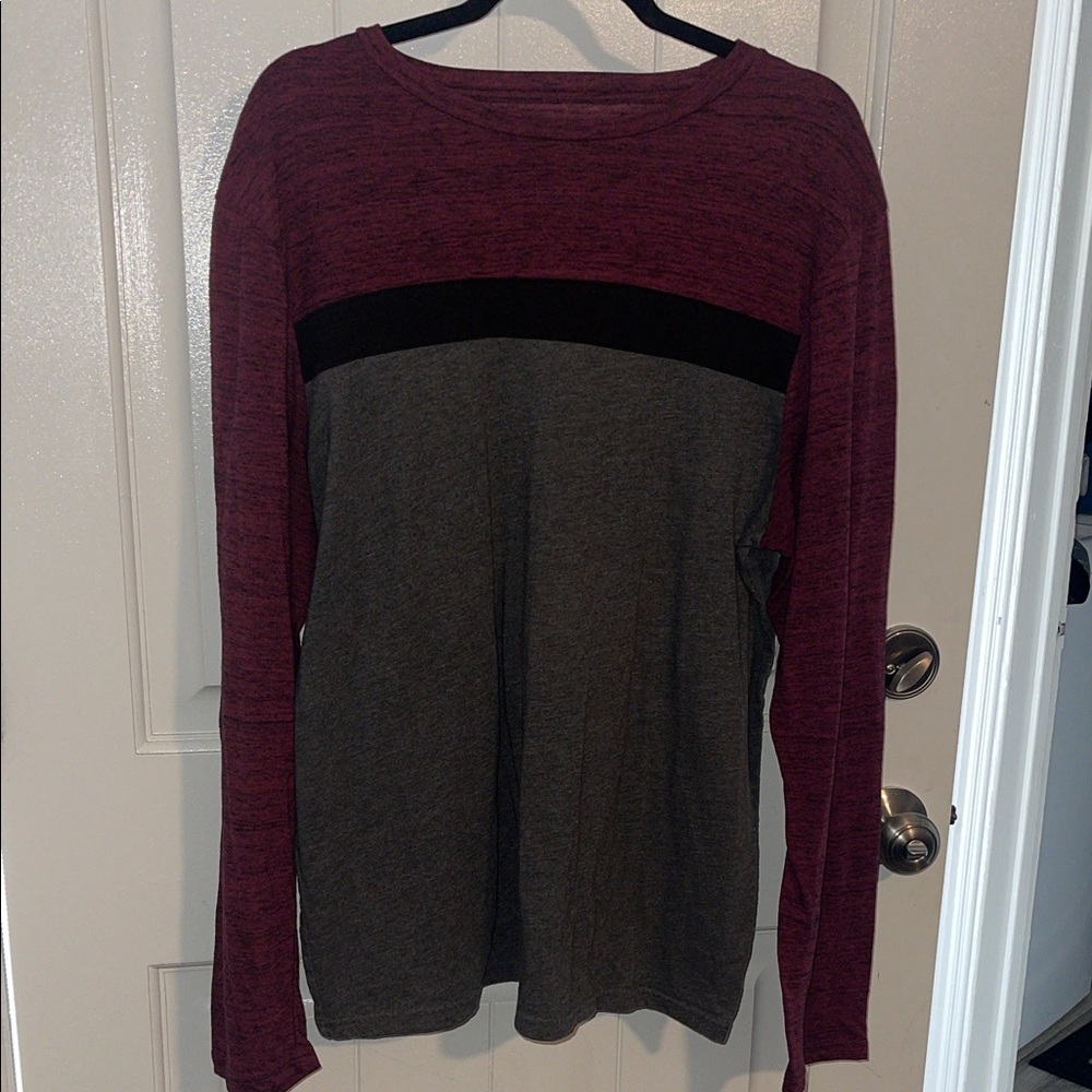 Urban Pipeline Maroon and Gray Long Sleeve Tee